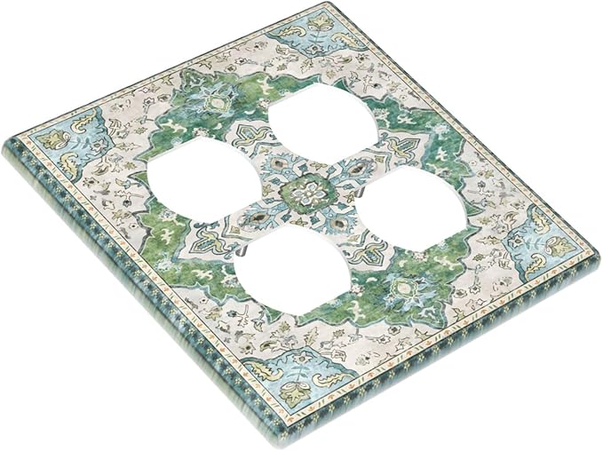 Sage Green Boho Vintage Floral Outlet Covers 2 Gang Double Duplex Decorative Light Switch Covers Electrical Wallplates Socket Faceplate for Bedroom Living Room Decor