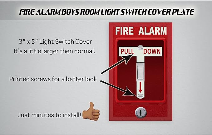 Fire Alarm Cool Light Switch Plate Cover for Teens Room Fun Novelty Gift Decorative Decor Bedroom (Fire Alarm)