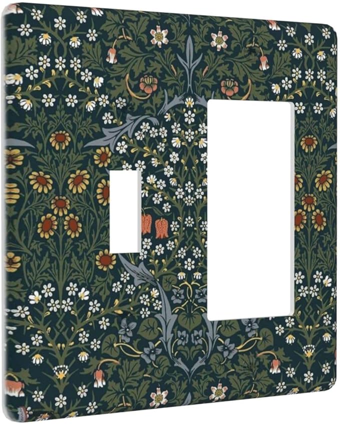 Outlet Covers Colorful Floral Boho Flower Plant Leaf 1 Toggle 1 Rocker Combination Decorative Wall Plate Electrical Switch Plates Light Switch Cover Plate For Bed Room Living Room Decor