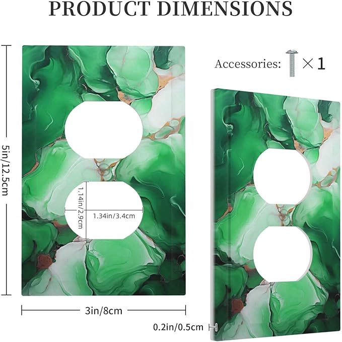Decorative Outlet Covers Abstract Luxury Emeralds Green Gold MarbleTextures 1 Gang Duplex Light Switch Cover Plate Wall Plates for Electrical Outlets Electrical Switchplate Face Plate