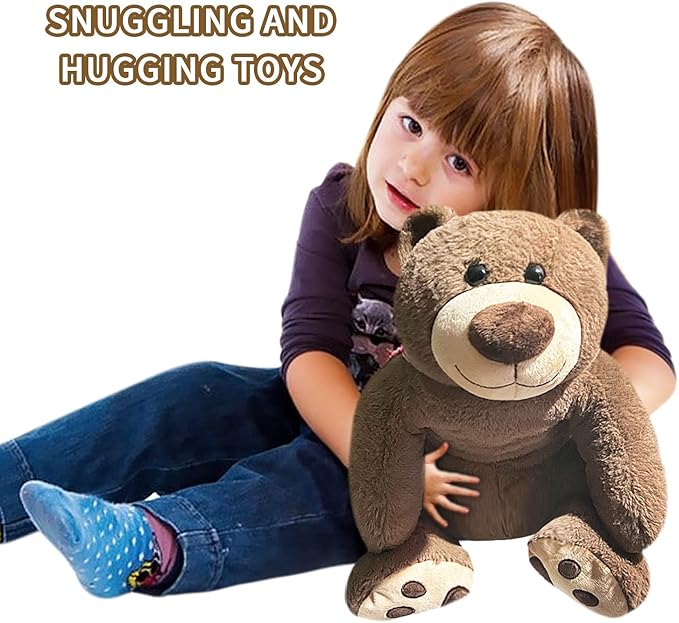 Fiosnow Weighted Stuffed Animals for Adults Brown Bear 3.5lbs 24" Weighted Plush Animals for Kids Throw Pillow Hugging Toys