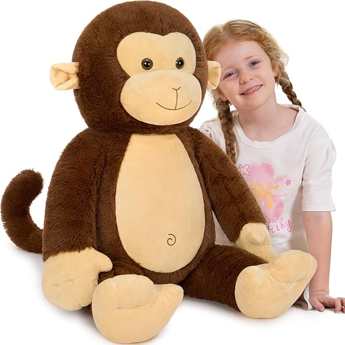 BENINY 30" Giant Plush Monkey - Super Soft & Huggable Stuffed Animal, Cuddly Toy & Pillow for Kids & Adults, for Bedtime & Playtime