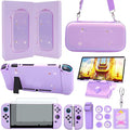 GUTIAL Accessories Bundle for Nintendo Switch - Cute Kawaii NS Accessories kit for Grils Boys Kids with Travel Carrying Case and Cartoon Dockable Cover Case, Screen Protector, Stand - Purple