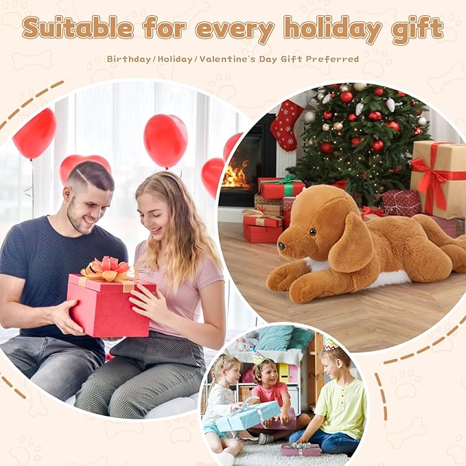 Tezituor 31.5" Large Golden Retriever Stuffed Animal,Giant Stuffed Dog Cuddly Dog Plush Pillow, Realistic Puppy Plushies for Kids Birthday