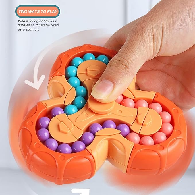 YUDANSI Magic Bean Puzzle Toy, Rotating Magic Bean & Fidget Cube 2-in-1, Rotating Magical Cube Fidgets Gift for Kids Boys Girls Age 3+, 5-7, 8-12, Brain Teaser Fingertip Toys for Teens Adults