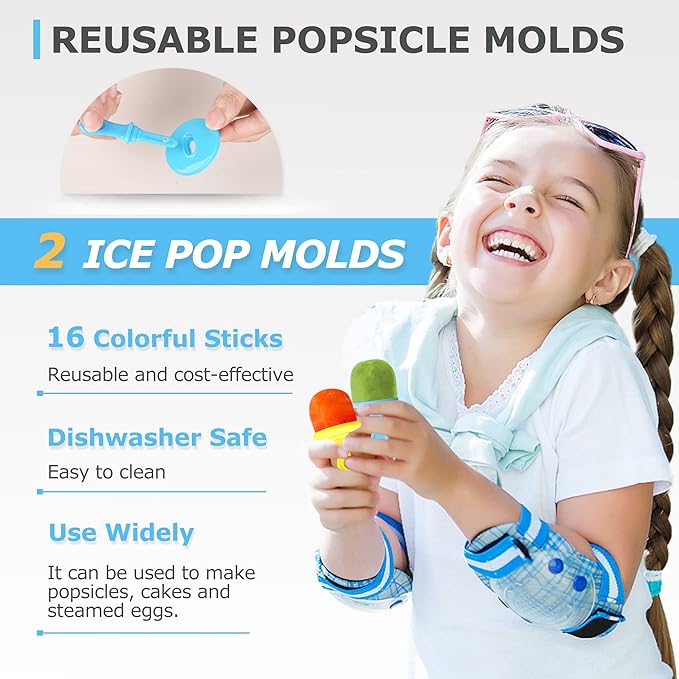 Silicone Popsicle Molds 14-cavity DIY 2Pcs Ice Pop Mold with Colorful Sticks For egg biting ice cream molds baby food storage containers non stick cake molds (Purple Mint Green)