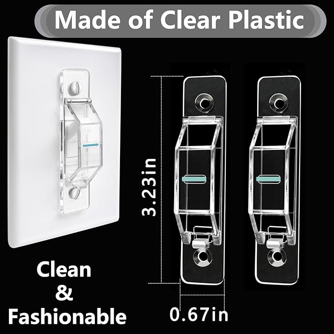 4 Pack Light Switch Cover Guard,Light Switch Lock With Glow In The Dark Effect, Child Proof Wall Switch Cover Keeps Lights or Switches from Being Accidentally Turned ON or OFF （Clear)