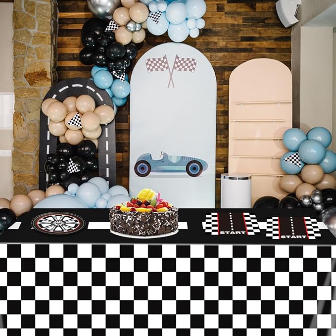 41Pcs Race Car Birthday Party Supplies Inckudes 20 Plates 20 Napkins and 1 Tablecloth, Racing Car Race Track Party Decorations Racing Sports Themed Dinnerware for Kids Boys Baby Shower Home Decor