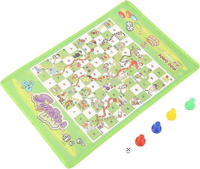 Snakes and Ladders Board Game, Portable Flying Chess Toy Set Educational Board Game for Kids and Adults