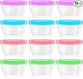Zezzxu 5 oz Small Freezer Storage Containers with Screw Lids, 12 Pack Reusable Plastic Food Jars Stackable Deli Containers (Microwave & Freezer Safe)