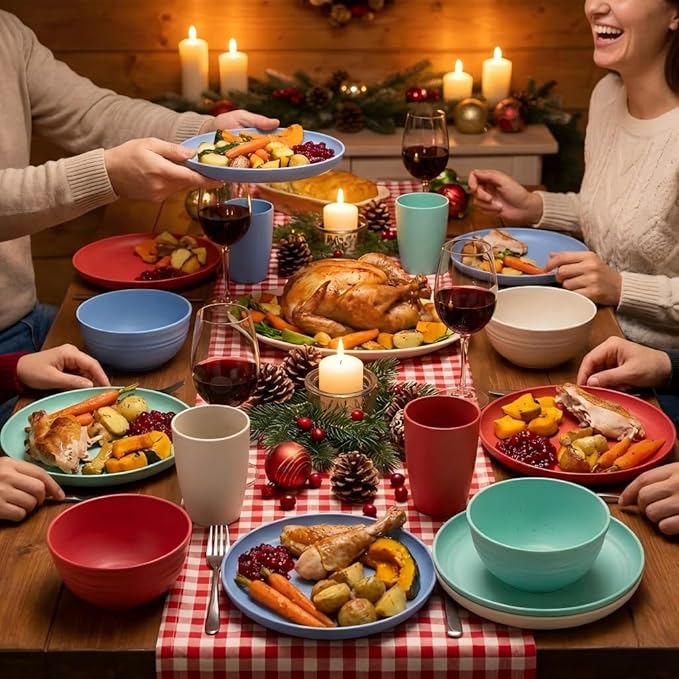Wheat Straw Dishes Dinnerware Sets, Kaloo 20pcs Lightweight Unbreakable Dish Set, Microwave and Dishwasher Safe, Reusable Kids and Toddler Plates and Bowls Sets