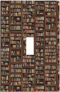 Vintage Library Bookshelf 1-Gang Toggle Light Switch Plate, Dark Academia Book Lover's Cozy Bookshelf Decorative Wall Plate for Study Room Decor