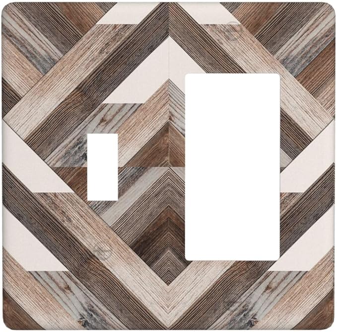 Polygon Collage Abstract Shapes Rustic Wood Panel Print Outlet Covers 1 Toggle 1 Rocker Combination Decorative Wall Plate Electrical Switch Plates Light Switch Cover Plate for Farmhouse Bedroom Decor