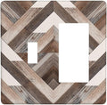 Polygon Collage Abstract Shapes Rustic Wood Panel Print Outlet Covers 1 Toggle 1 Rocker Combination Decorative Wall Plate Electrical Switch Plates Light Switch Cover Plate for Farmhouse Bedroom Decor