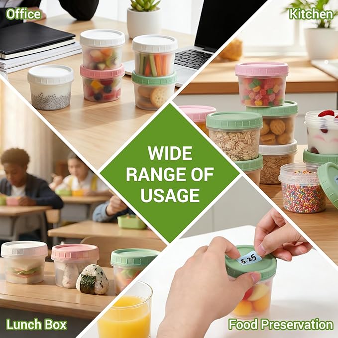 ASEVAT 18 Pack 5.4 oz Food Storage Containers with Twist Lids – Leakproof BPA-Free Soup Containers, Microwave/Dishwasher Safe Freezer Containers for Meal Prep, Leftovers & Takeout
