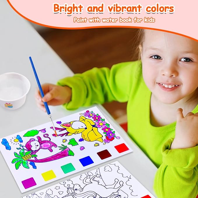 JUNQIU 4Pack Paint with Water Books for Kids, Watercolor Painting Coloring Books for Toddlers, Magic Paint Set for Kids, Art Craft Kits Easter Basket Stuffers For Girls Boys