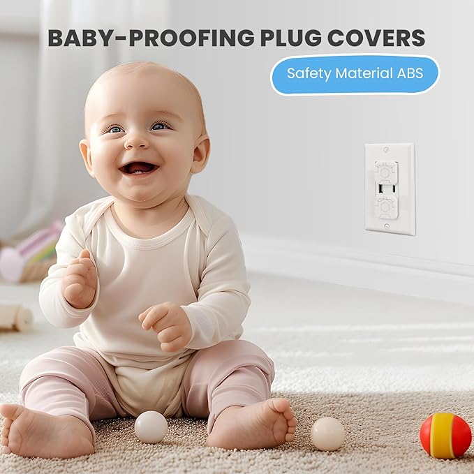 32 Pack Outlet Covers Baby Proofing, Socket Covers with Hidden Pull Handle, Child Safety Outlet Covers