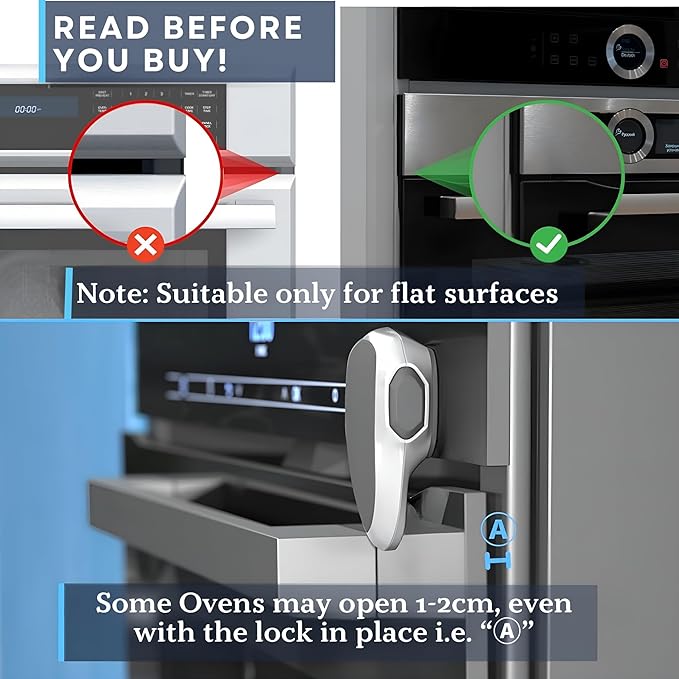 BABY PROOF ME Oven Lock Child Safety, 1 Pack, Oven Door Lock Child Safety, Oven Baby Proofing, Heat-Resistant, Durable & Easy to Install Oven Safety Locks for Toddlers, Baby Proof Oven (White)