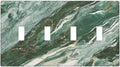 Decorative Switch Plate Cover with Modern Luxury Green Marble Texture Design 4 Gang Artistic Wall Plate Unique Quad Toggle Light Switch Covers for Kitchen Bathroom Decor