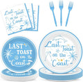 96Pcs Last Toast on the Coast Party Supplies Coastal Bachelorette Paper Plates Napkins Beach Pool Tableware Set Summer Dinnerware for Bridal Wedding Girl Birthday Party Baby Shower Decoration Serve 24