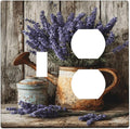 Rustic Flowers Lavender Purple Floral Oil Painting Wallplates 1 Toggle 1 Duplex Switch Plate Electrical GFCI Faceplate Decorative Light Switch Covers for Farmhouse Bedroom Decor