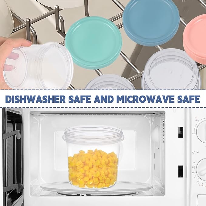 Yomarket 12pcs 16 oz Plastic Deli Containers with Screw Lids, Small Freezer Container Reusable 2 Cup Food Storage Container with Pen & Brush for Snack Salad Fruit, Microwave & Dishwasher Safe BPA Free