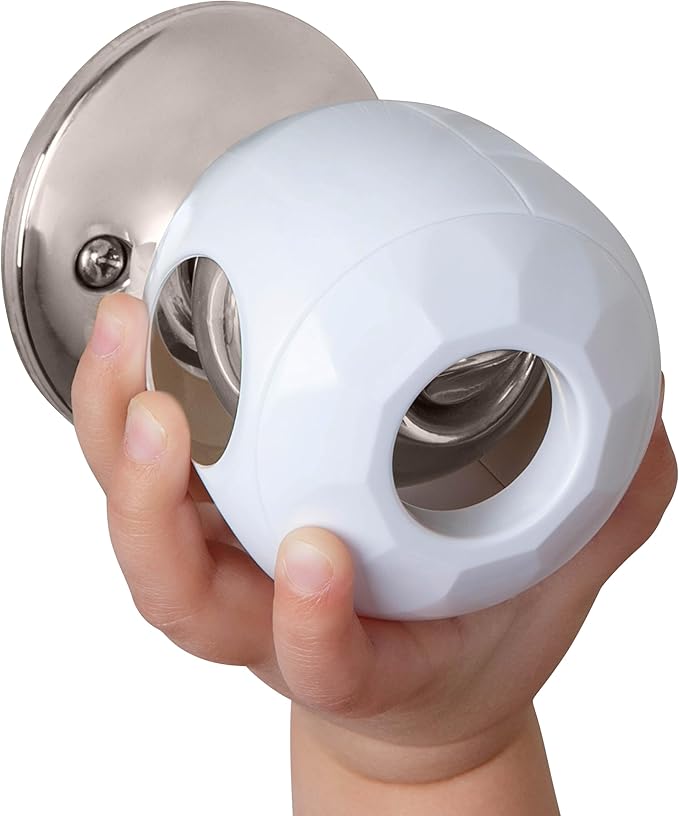 Todays Kids Baby Proofing Door Knob Covers 4 Pack - Easy to Install Child Safety Locks for Doors, Durable & Reusable Child Proof Door Lock, Dual-Lock & Versatile Design, Fits Round Doorknobs, White