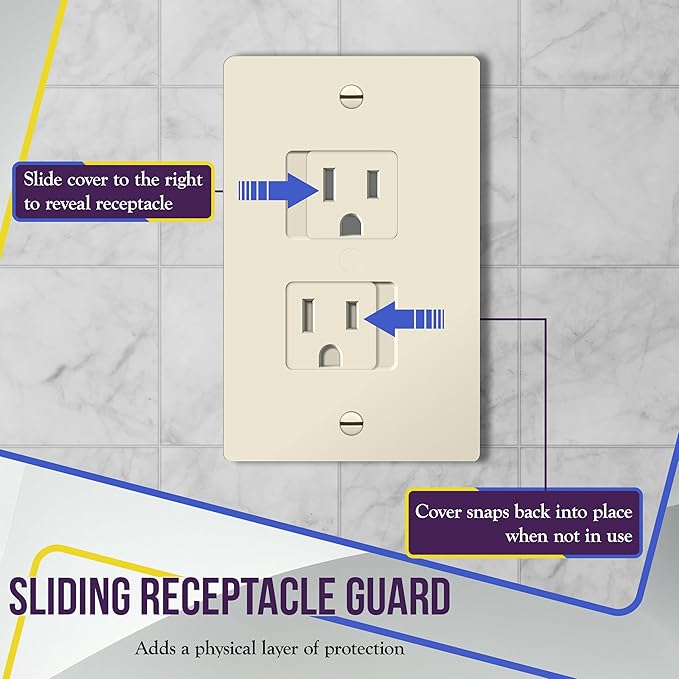ENERLITES Child Proof Outlet Cover, Self-Closing, Fits Both Duplex and Decorator Outlet, Safety Design, Tamper-Resistant Socket Plug for Receptacle, Size 4.68" x 2.93", 8800-TR, Light Almond