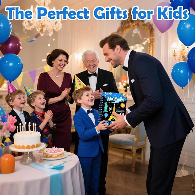 FUNNYB&G Foil Art Crafts for Kids Ages 4-8: Mother's Day 2026, Birthday Gift for Kids, Art and Crafts Supplies, Party Favors, Creative Toys for Kids 4 5 6 7 8 9 Years Old(Buildings)