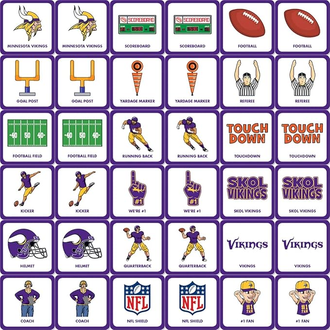 MasterPieces Officially Licensed NFL Minnesota Vikings Picture Matching Card Game for Kids and Families