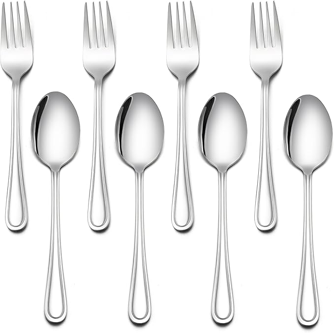 LIANYU 8-Piece Toddler Utensils Set, Stainless Steel Kids Silverware Set, 4 Kids Spoons and 4 Toddler Forks, Children Child Flatware Cutlery for Home Preschools, Dishwasher Safe
