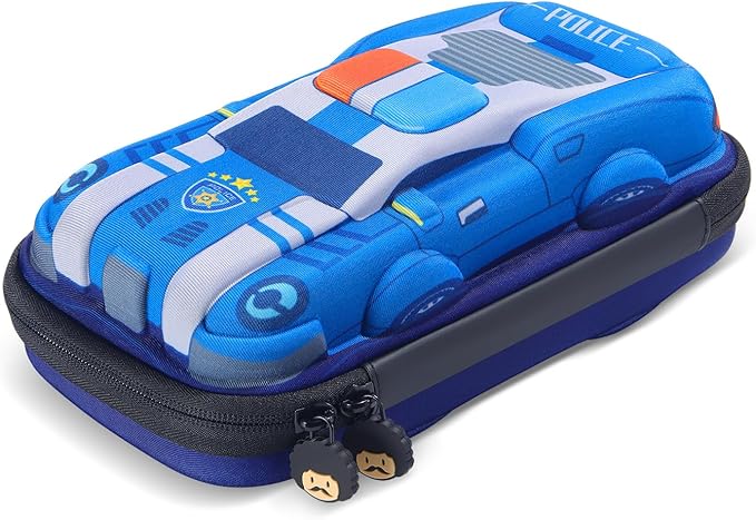 rockpapa Large-Capacity Police Car Pencil Case, Pencil Box, Storage Box for School Students Boys Teens Kids Toddlers Blue