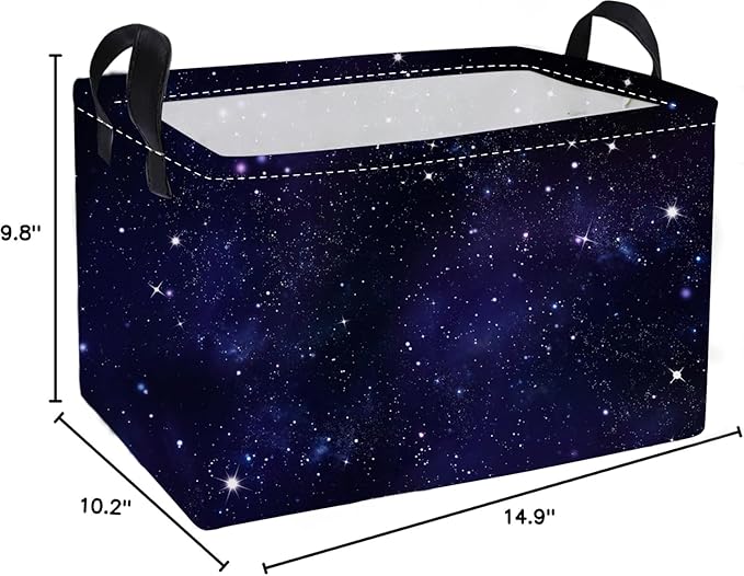 Essme Rectangular Space Basket,Kids Storage Bins Organizer with Handles for Girls Room Decor, Gift Basket,Shelf Basket.(Space)