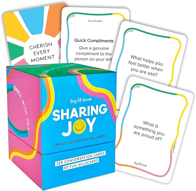 Big Life Journal – Sharing Joy Conversation Cards – 150 Prompts to Spark Joy, Gratitude & Meaningful Conversations – Gift for Families, Kids & Parents for Holidays, Road Trips & Family Dinners