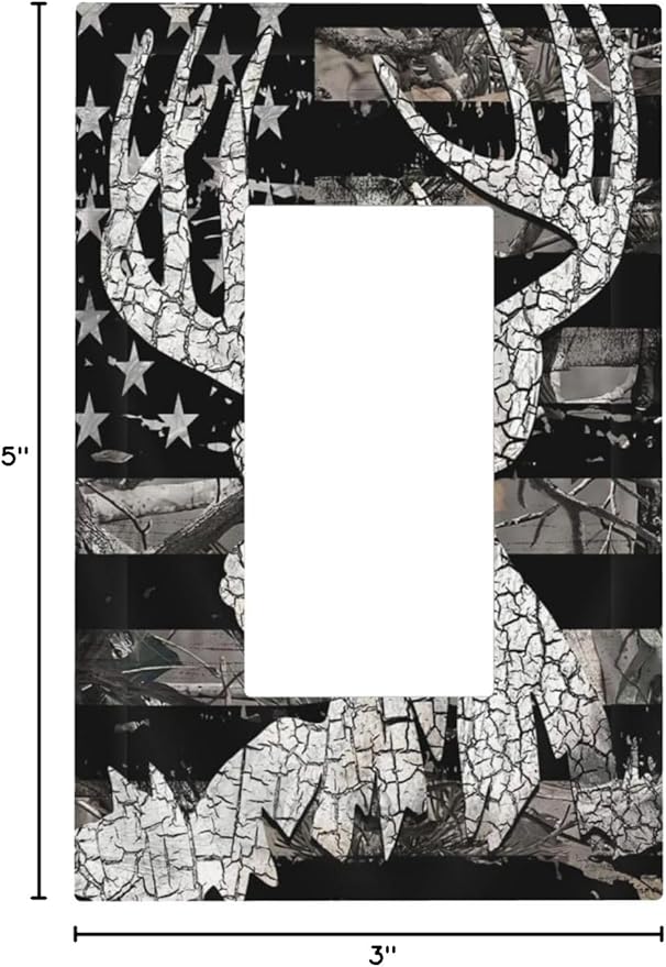 American Flag Forest Antler Deer Elk 1 Gang Rocker/Decora Outlet Light Switch Wall Plate Cover Faceplate Decorative Switchplate Kitchen Home Bedroom Decorate