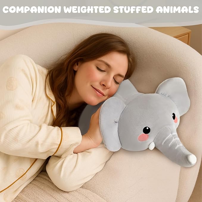 TOYSYM Weighted Stuffed Animals, 3.74 lbs Elephant Stuffed Animal with Weighted Beads, Cute Plush Toy Pillow Gifts for Adults Kids Boys Girls