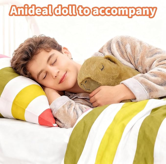 rytopt Breathing Stuffed Animal, Upgraded Version, No Breathing Movement in Its Abdomen, Capybara Breathing Plush, 4 Gear Adjustment, Volume Control, Portable Plush Toy with Music & Lights