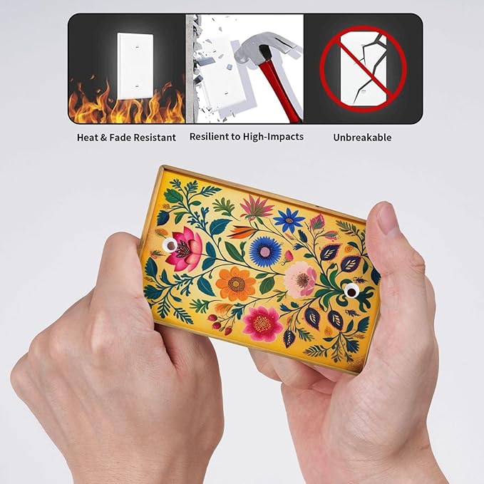 Decorative Art Light Switch Covers ColorFul Blooms 1 Gang No Device Blank Switchplate Electrical Faceplate for Home Decor