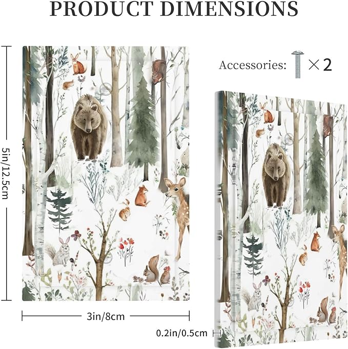 Snow Bear Fox Deer Forest Squirrel Wild Life Animal Light Switch Cover Plate 1 Gang No Device Blank Electrical Wall Plates Faceplate Decorative Switch Plate for Farmhouse Kids Room Decor