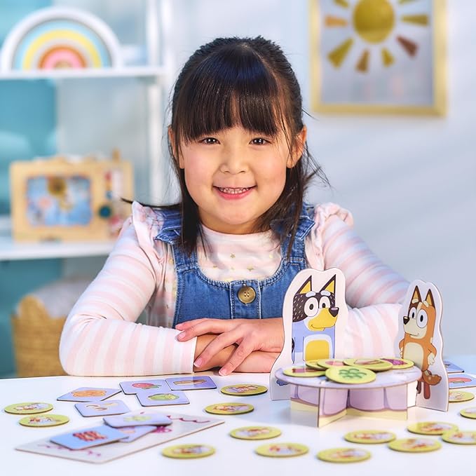 Bluey Fancy Restaurant Game, Join and Bingo as They Match Food Cards to Help Dad Prepare a Special Dinner for Mum, Serve up Fun While Building Memory and Matching Skills, Ages 3+, 2–4 Players