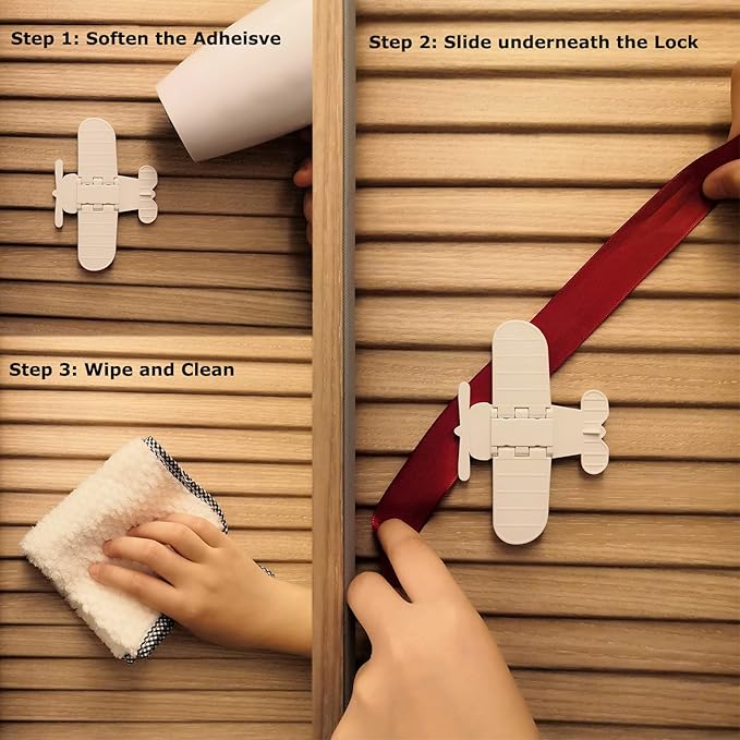 Child Safety Lock for Sliding Glass Door, Slide Closet Doors | Baby Proof Windows Locks | No Tools, Drilling Needed (4 Pack, White)