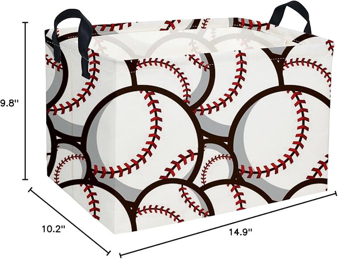 Essme Rectangular Baseball Basket, Kids Baskets,Boys Storage Bins, Kids Basket with Handles for Room Decor, Shelf Bin.( Baseball Basket)