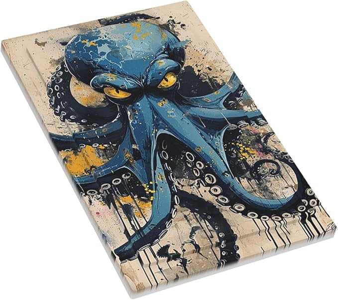 Light Switch Cover Plate Nautical Vintage Blue Octopus Yellow Eyes Oil Watercolor 1 Gang No Device Blank Electrical Wall Plates Faceplate Decorative Switch Plate for Kids room Nursery Decor