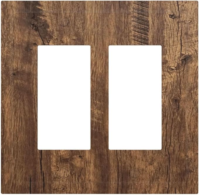 Rustic Old Wood Brown Crack Tree Tumor Print Decorative Outlet Covers 2 Gang Double GFCI Rocker Electrical Wall Panels Light Switch Cover Plate for Farmhouse Home Decor