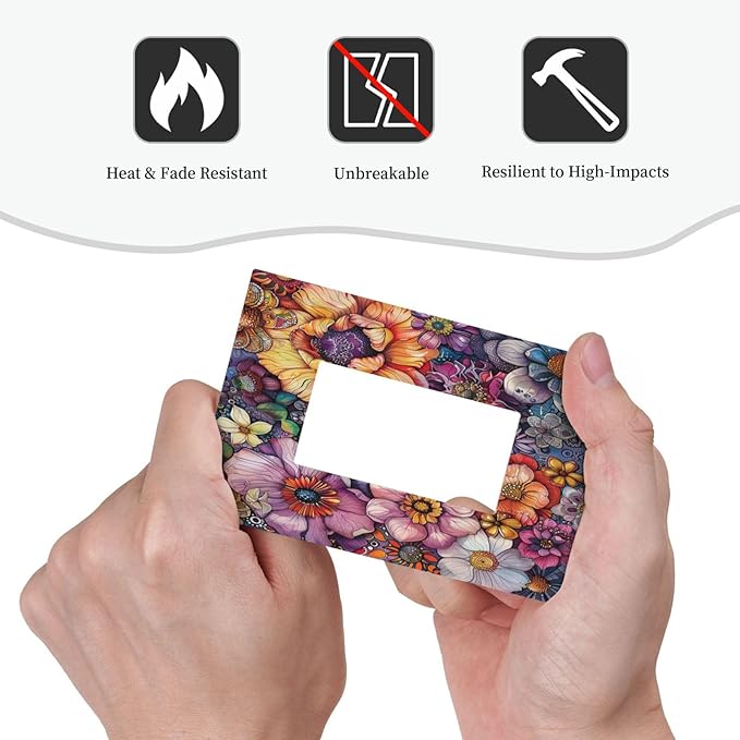 Decorative Outlet Covers Colorful Bohemian Flowers Vintage Boho Floral 1 Gang Single Rocker Light Switch Cover Plate Wall Plates GFCI Faceplate for Bed Room living Room Decor
