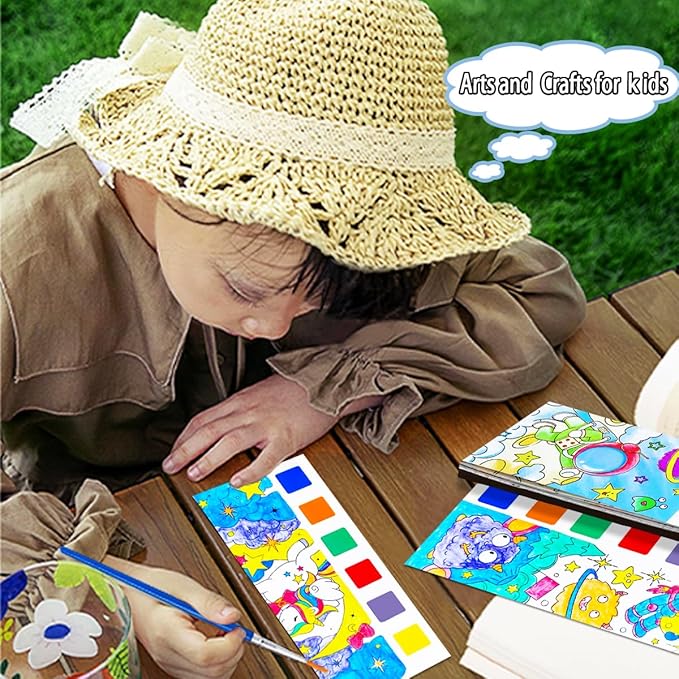 JUNQIU 5Pack Water Color Paint Sets for Kids, Paint With Water Books for Kids Ages 4-8, Pocket Watercolor Painting Book, Arts and Crafts Kit Easter Basket Stuffers For Girls Boys