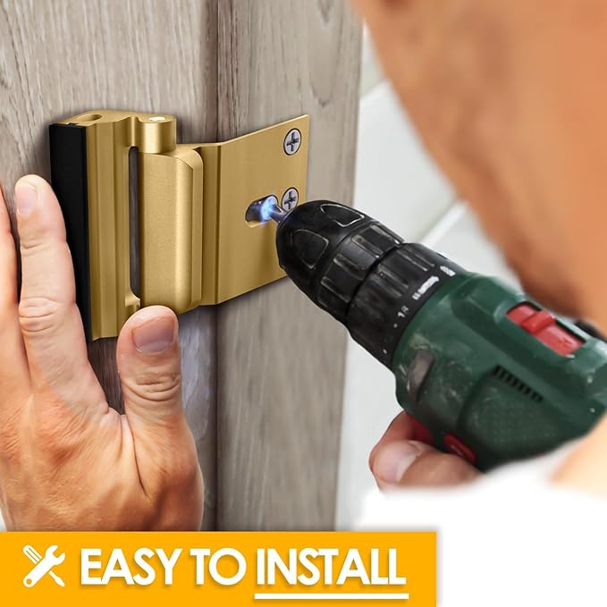 Home Security Door Reinforcement Lock: Metal Door Locks for Front Door Locks for Kids Safety Child Proof Door Latch for Top Deadbolt Lock Home Defender Flip Door Guardian Lock Withstand 800 lbs Inside