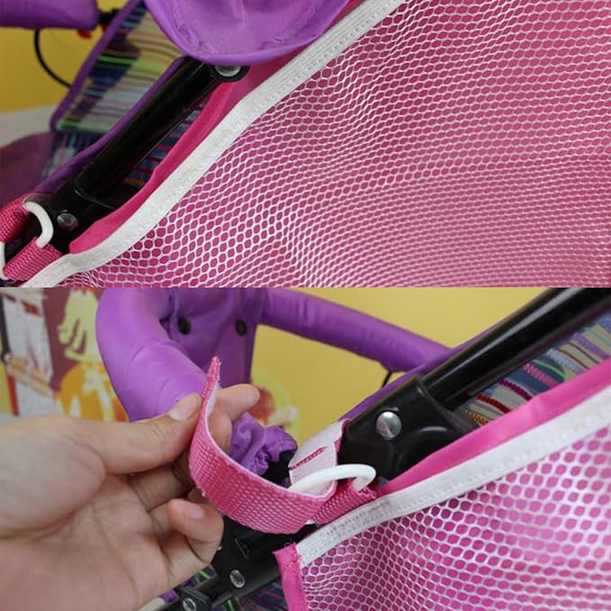2 Pack Universal Side Sling Stroller Mesh Cargo Net and Organizer, Extra Stroller Storage Space, Non-Slip and Adjustable Straps (Pink)