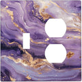 Luxury Marble Texture Purple And Gold Abstract Print Wallplates 1 Toggle 1 Duplex Switch Plate Electrical GFCI Faceplate Decorative Light Switch Covers for Bathroom Home Decor