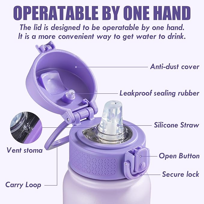 OLDLEY 20 Oz Insulated Stainless Steel Water Bottle For Kids, With Straws Leak-proof, Kids Water Bottles For School Boys Girls,Magic Unicorns